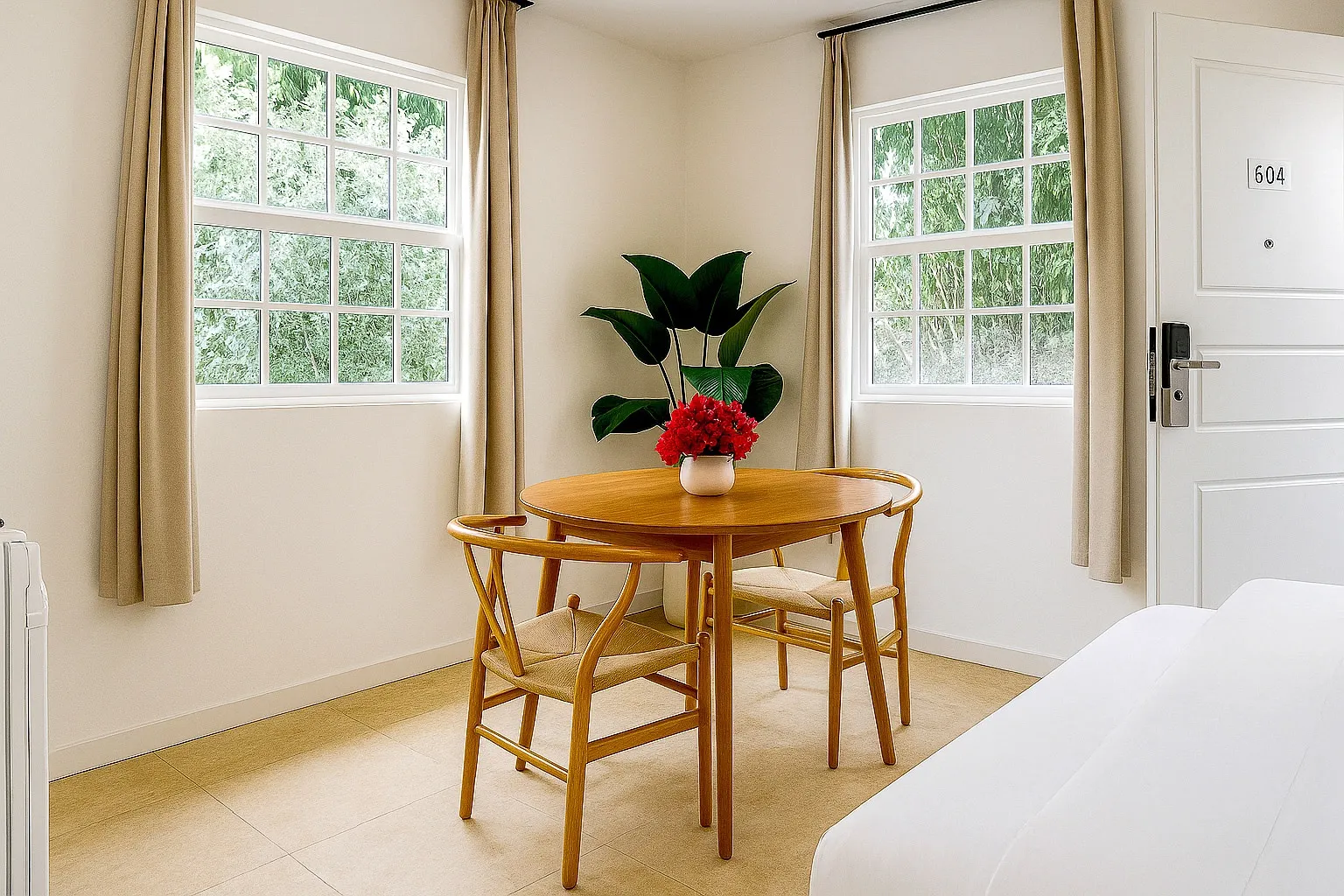 The table located in the Ocean View King Suite at South Point Hotel Barbados.